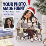 Custom Photo Face Office Chaos Captain Acrylic Ornament — Main design