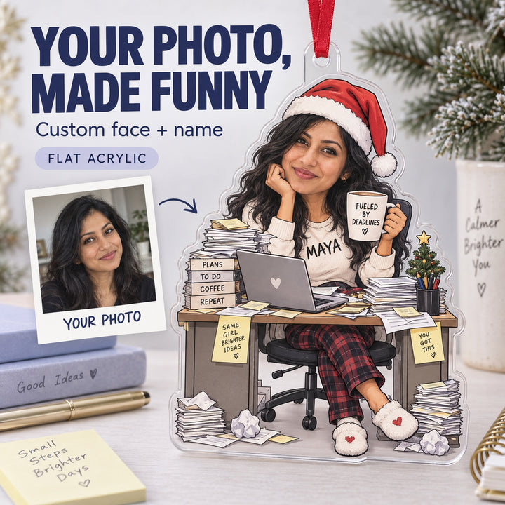 Custom Photo Face Office Chaos Captain Acrylic Ornament — Main design