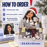 Custom Photo Face Office Chaos Captain Acrylic Ornament — How to order