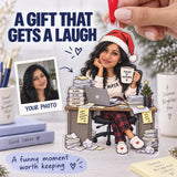 Custom Photo Face Office Chaos Captain Acrylic Ornament — Gift inspiration