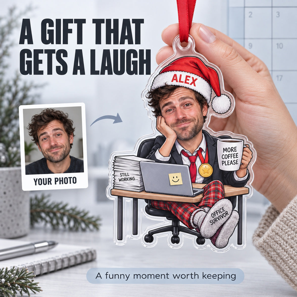 Custom Photo Face Meeting Survivor Acrylic Ornament — Gift inspiration