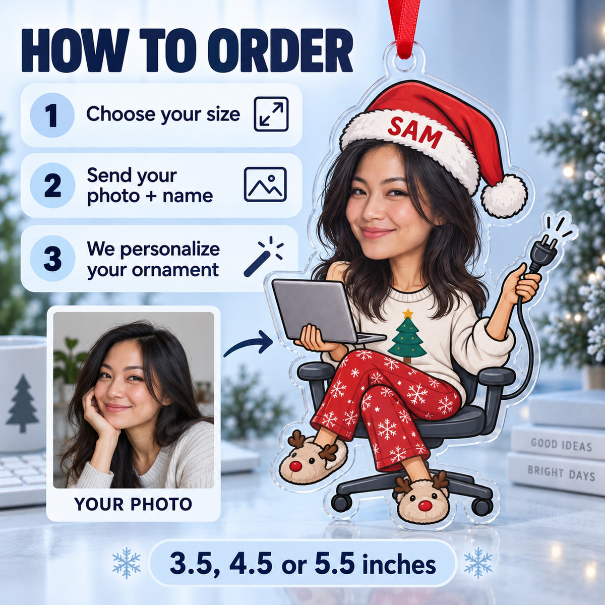 Custom Photo Face IT Restart Specialist Acrylic Ornament — How to order