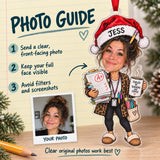 Custom Photo Face Teacher Winter Break Acrylic Ornament — Personalization guide