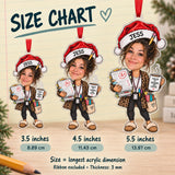 Custom Photo Face Teacher Winter Break Acrylic Ornament — Size guide
