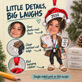 Custom Photo Face Teacher Winter Break Acrylic Ornament — Product details