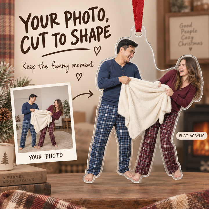 Custom Photo Couple Blanket Battle Acrylic Ornament — Main design