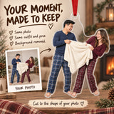 Custom Photo Couple Blanket Battle Acrylic Ornament — Personalization example