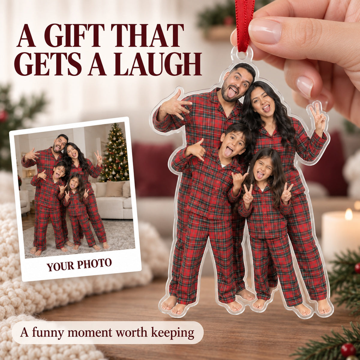 Custom Photo Family Pajama Chaos Acrylic Ornament — Gift inspiration