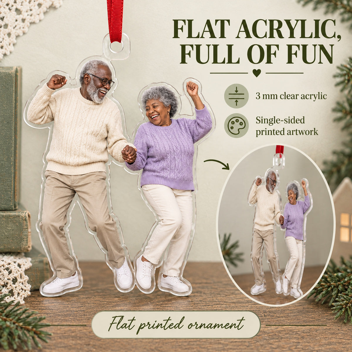 Custom Photo Grandparents Goofballs Acrylic Ornament — Flat acrylic material
