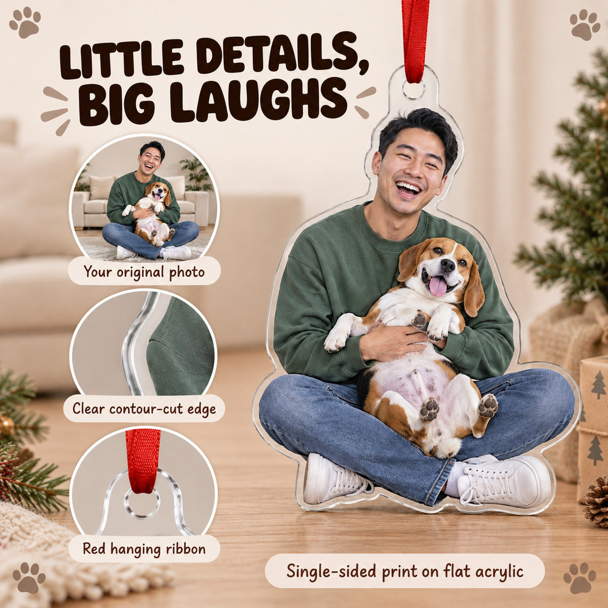 Custom Photo Dog and Dad Moment Acrylic Ornament — Product details