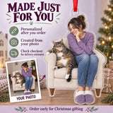 Custom Photo Cat Takes the Chair Acrylic Ornament — Production and delivery