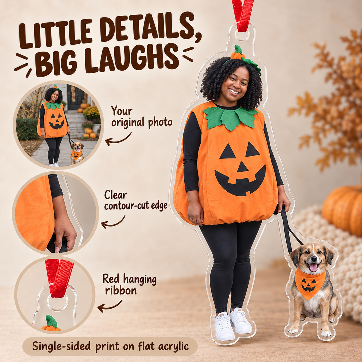 Custom Photo Pet and Owner Costume Acrylic Ornament — Product details