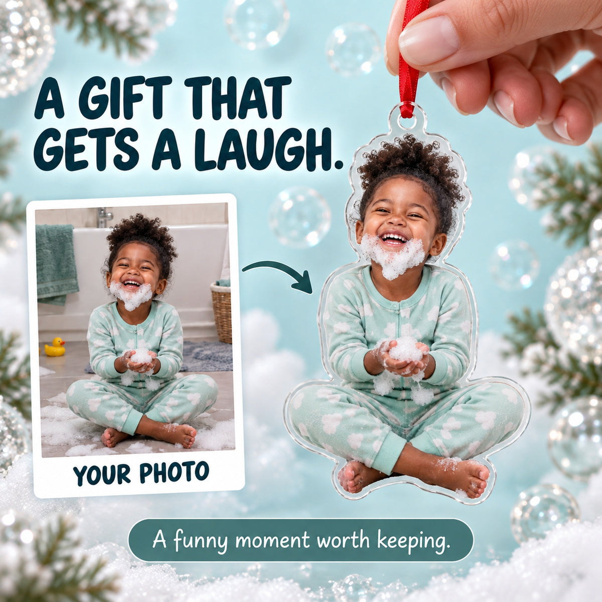 Custom Photo Bubble Beard Acrylic Ornament — Gift inspiration