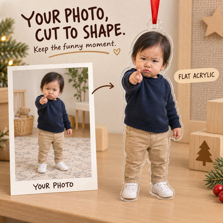Custom Photo Tiny Boss Point Acrylic Ornament — Main design