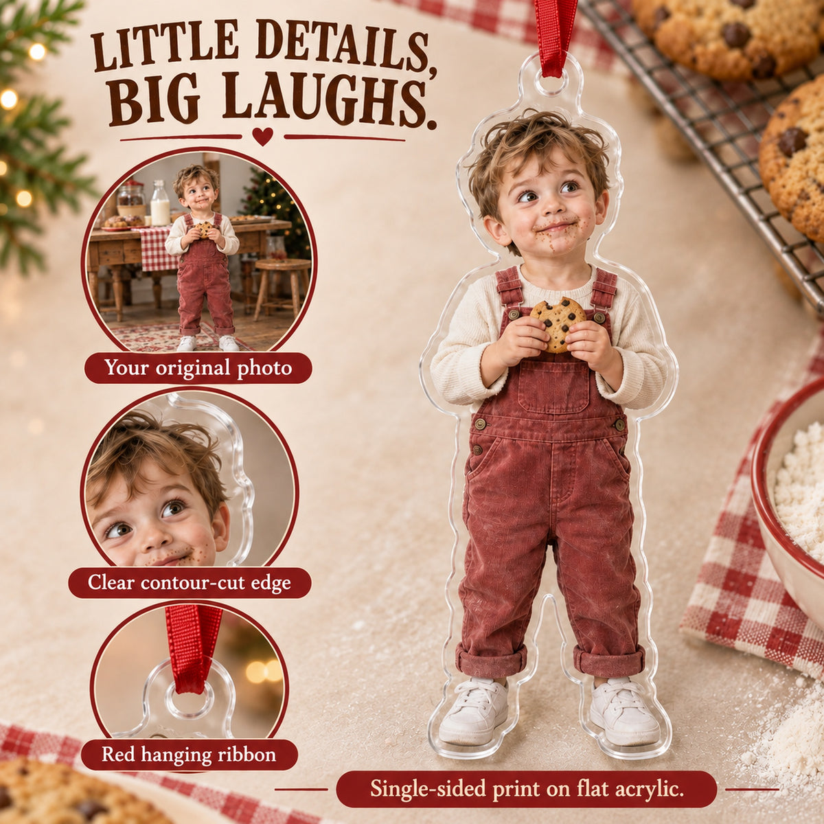 Custom Photo Cookie Caught Acrylic Ornament — Product details