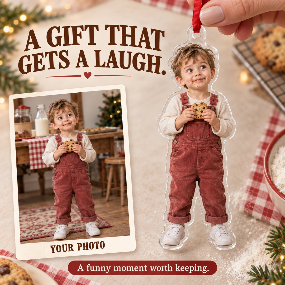 Custom Photo Cookie Caught Acrylic Ornament — Gift inspiration