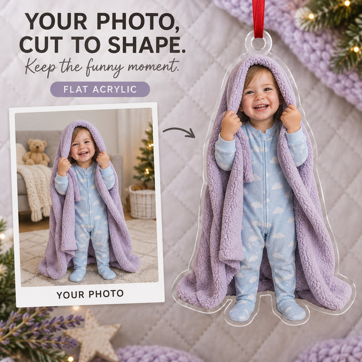 Custom Photo Peekaboo Blanket Acrylic Ornament — Main design