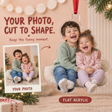 Custom Photo Sibling Giggle Pile Acrylic Ornament — Main design