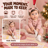 Custom Photo Baby Sock Escape Acrylic Ornament — Personalization example