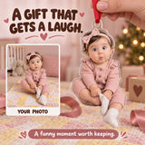 Custom Photo Baby Sock Escape Acrylic Ornament — Gift inspiration