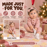 Custom Photo Baby Sock Escape Acrylic Ornament — Production and delivery