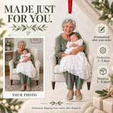 Custom Photo Baptism Sleepy Smile Acrylic Ornament — Production and delivery