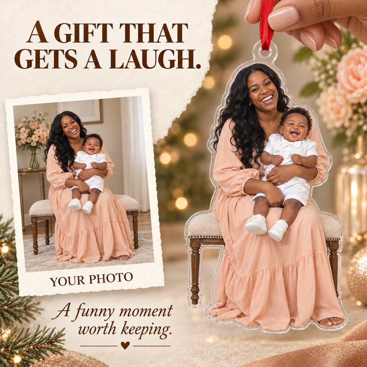 Custom Photo Godparents Giggle Acrylic Ornament — Gift inspiration