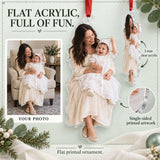 Custom Photo Baptism Bonnet Wiggle Acrylic Ornament — Flat acrylic material