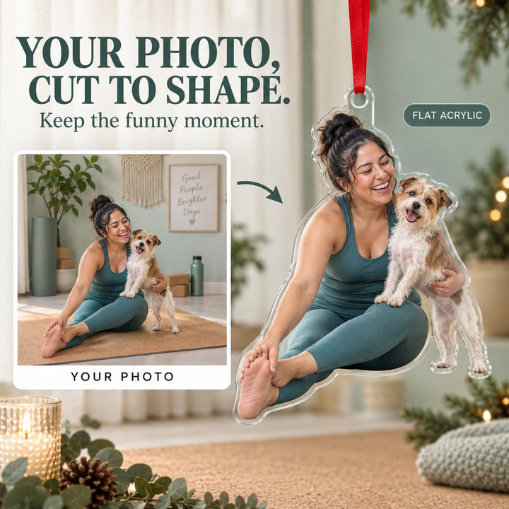 Custom Photo Dog Yoga Assistant Acrylic Ornament — Main design