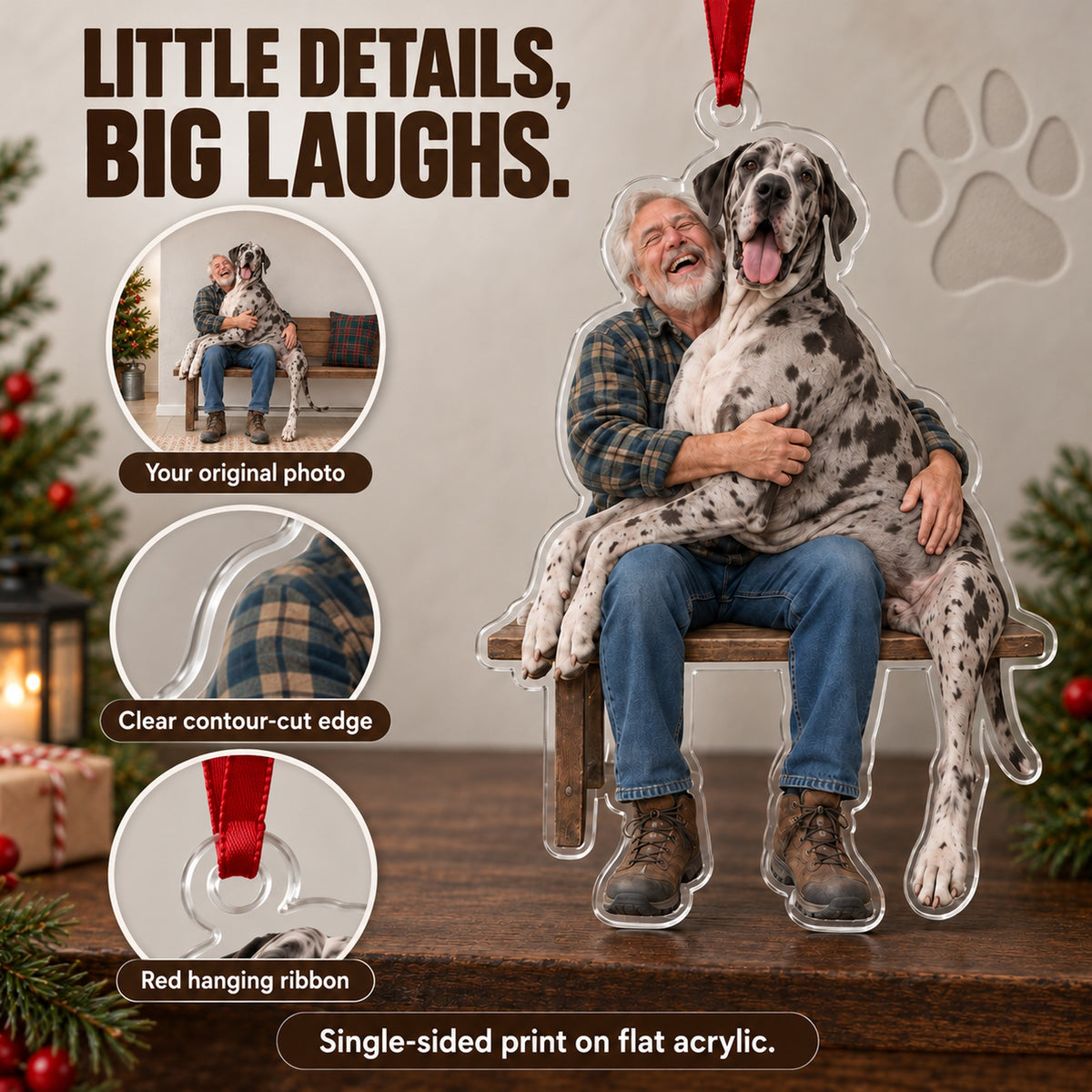 Custom Photo Great Dane Lap Dog Acrylic Ornament — Product details