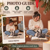 Custom Photo Cat Reads the Book Acrylic Ornament — Personalization guide