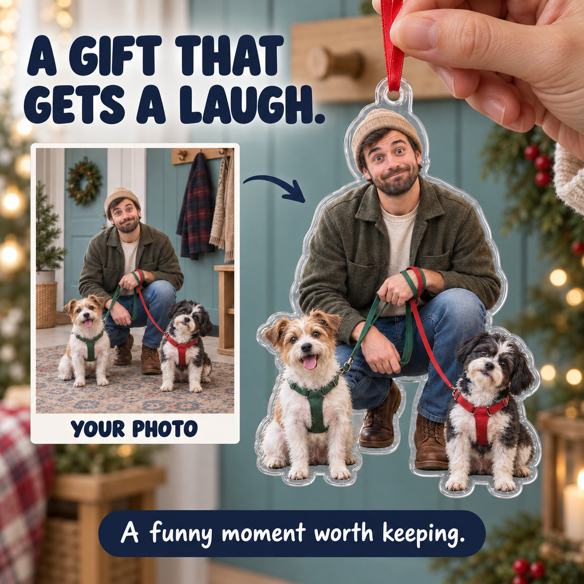 Custom Photo Leash Tangle Duo Acrylic Ornament — Gift inspiration