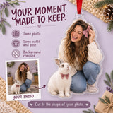 Custom Photo Bunny and the Bow Acrylic Ornament — Personalization example