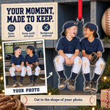 Custom Photo Baseball Dugout Giggles Acrylic Ornament — Personalization example