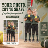 Custom Photo Softball Silly Stack Acrylic Ornament — Main design