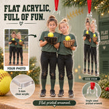 Custom Photo Softball Silly Stack Acrylic Ornament — Flat acrylic material