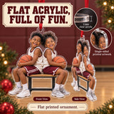 Custom Photo Basketball Bench Laughs Acrylic Ornament — Flat acrylic material