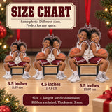 Custom Photo Basketball Bench Laughs Acrylic Ornament — Size guide