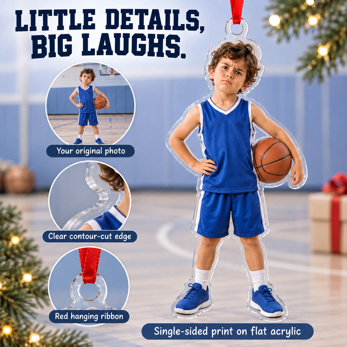 Custom Photo Basketball Mini Coach Acrylic Ornament — Product details