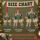Custom Photo Flag Football High Five Acrylic Ornament — Size guide