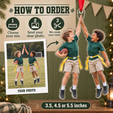 Custom Photo Flag Football High Five Acrylic Ornament — How to order