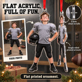 Custom Photo Football Pads Too Big Acrylic Ornament — Flat acrylic material