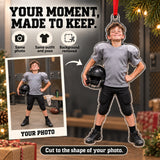 Custom Photo Football Pads Too Big Acrylic Ornament — Personalization example