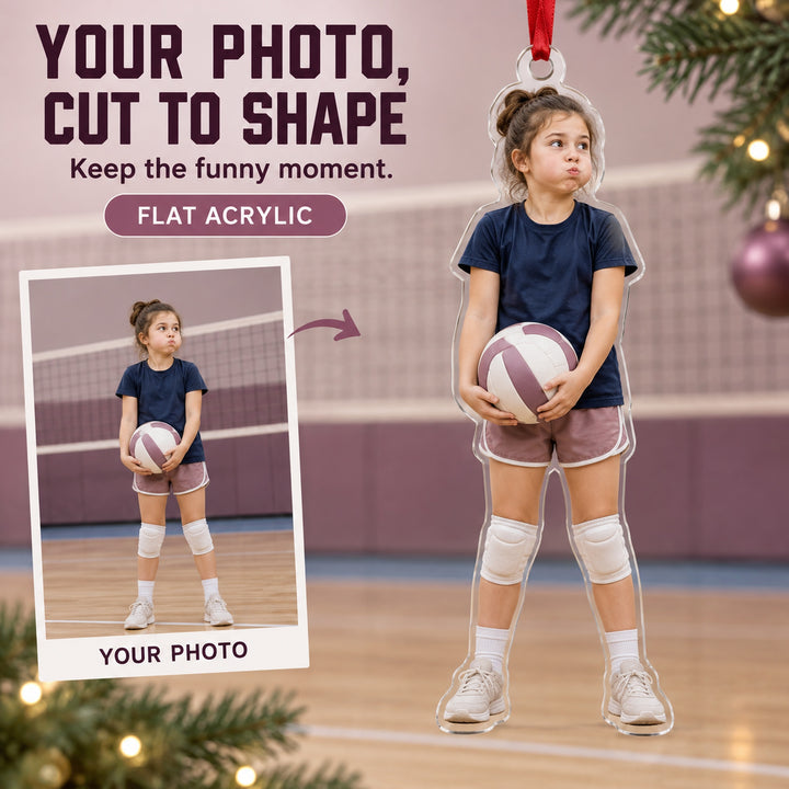 Custom Photo Volleyball Serve Face Acrylic Ornament — Main design