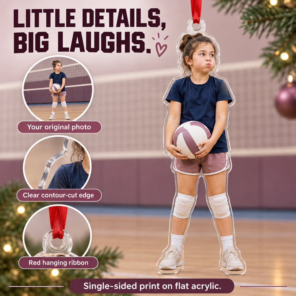 Custom Photo Volleyball Serve Face Acrylic Ornament — Product details