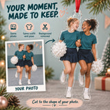 Custom Photo Cheer Practice Giggles Acrylic Ornament — Personalization example