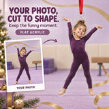 Custom Photo Gymnast Tada Face Acrylic Ornament — Main design