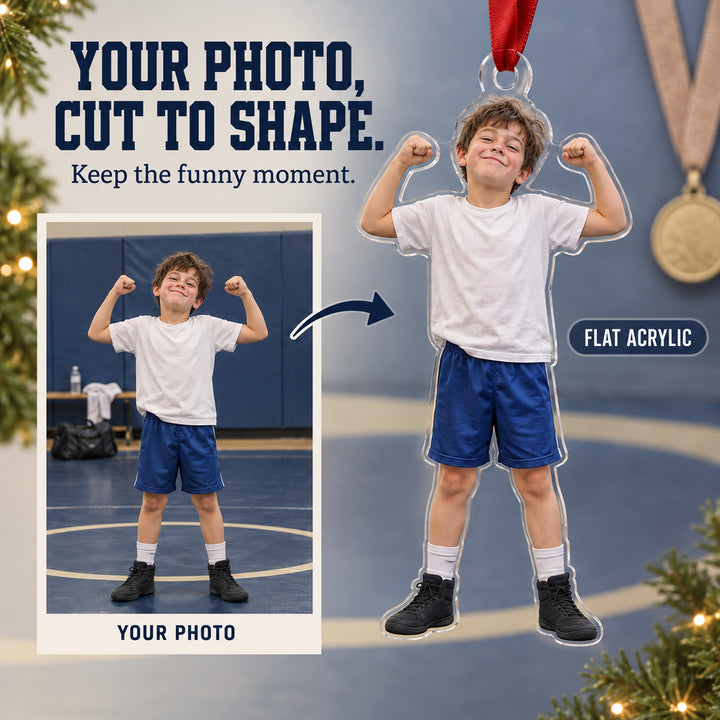 Custom Photo Wrestling Victory Grin Acrylic Ornament — Main design