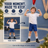 Custom Photo Wrestling Victory Grin Acrylic Ornament — Personalization example