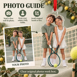 Custom Photo Tennis Doubles Giggles Acrylic Ornament — Personalization guide